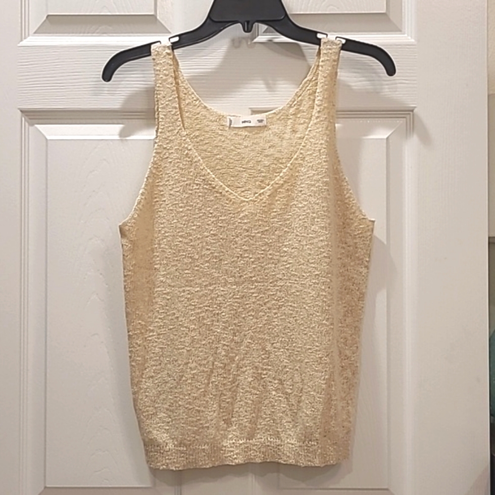 MNG cream colored knit see-through tank size Large fits small